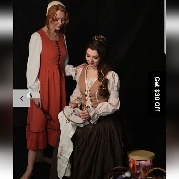 Colonial Contrast Color Dress Square Neck A-Line Dress green - Picture 2 of 14